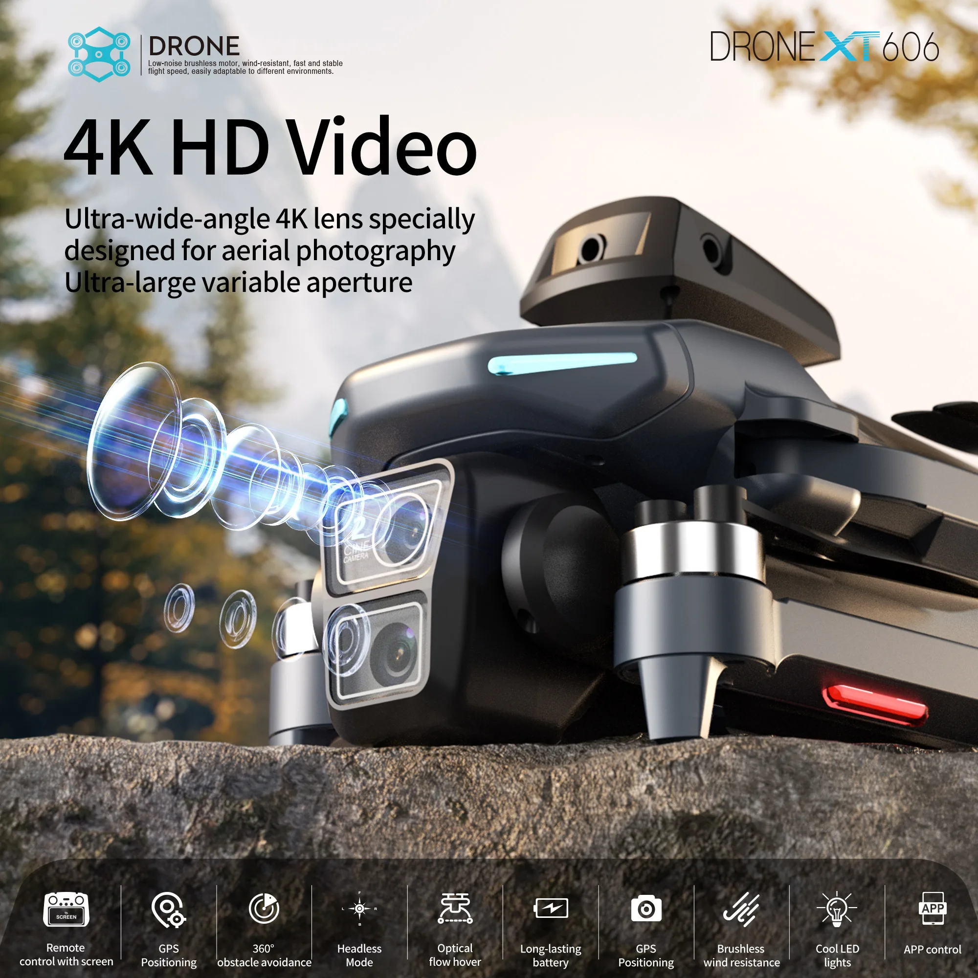 Original XT606 Drone Professio - Fpv Brushless Rc Drone 4K recension och pris