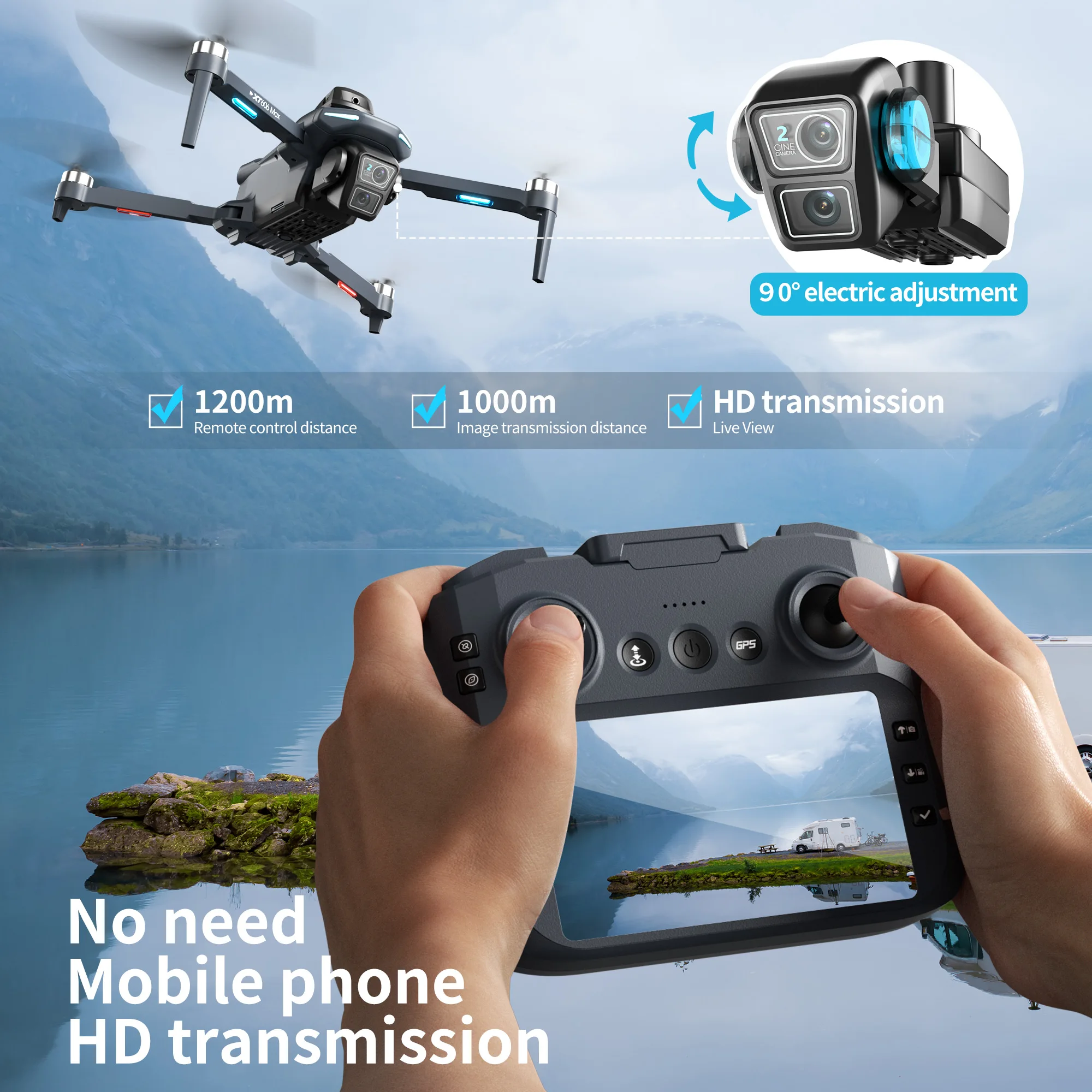 Original XT606 Drone Professio - Fpv Brushless Rc Drone 4K recension och pris
