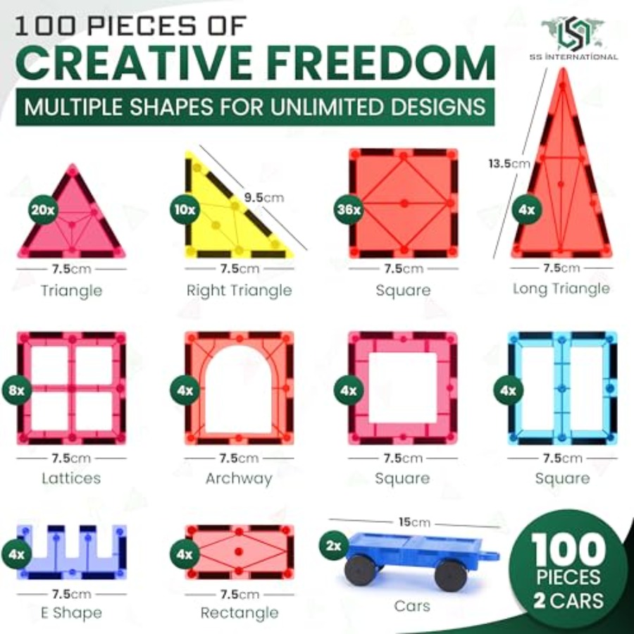 Magnetic Tiles Construction Se - Magnetic Building Tiles Set 100Pcs recension och pris
